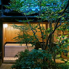 Guest Rooms on the ground floor with an exclusive Japanese style patio and a cypress bath in semi-open-air